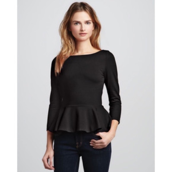 Alice + Olivia Employed Regina 3/4 Sleeve Peplum Top